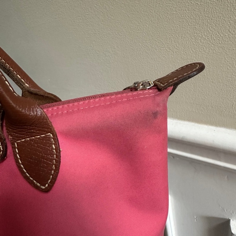🌹 Longchamp Pink Medium Tote Leather Bag with CutieBuddie Charm - Picture 3 of 13